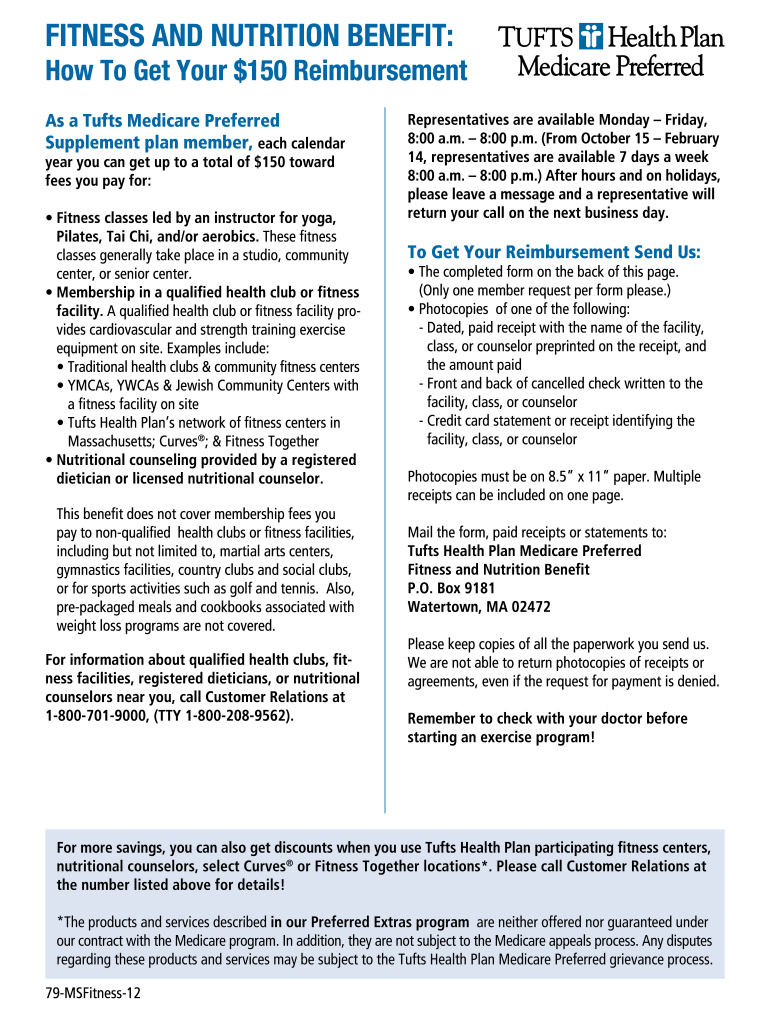 Tufts Medicare Preferred Fitness Benefit Form