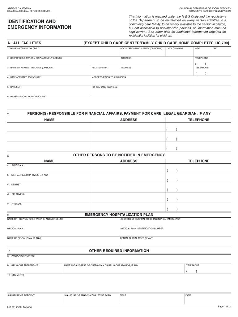 Get and Sign Lic 601 2008-2022 Form