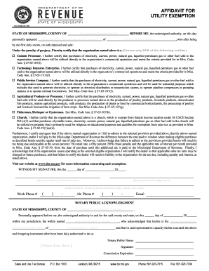 Affidavit for Utility Exemption Form