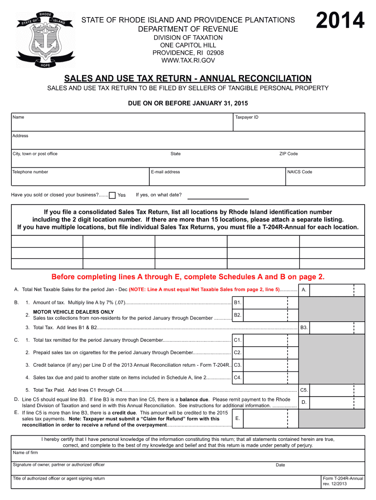  Annual Reconciliation Form Rhode Island Division of Taxation RI Tax Ri 2020