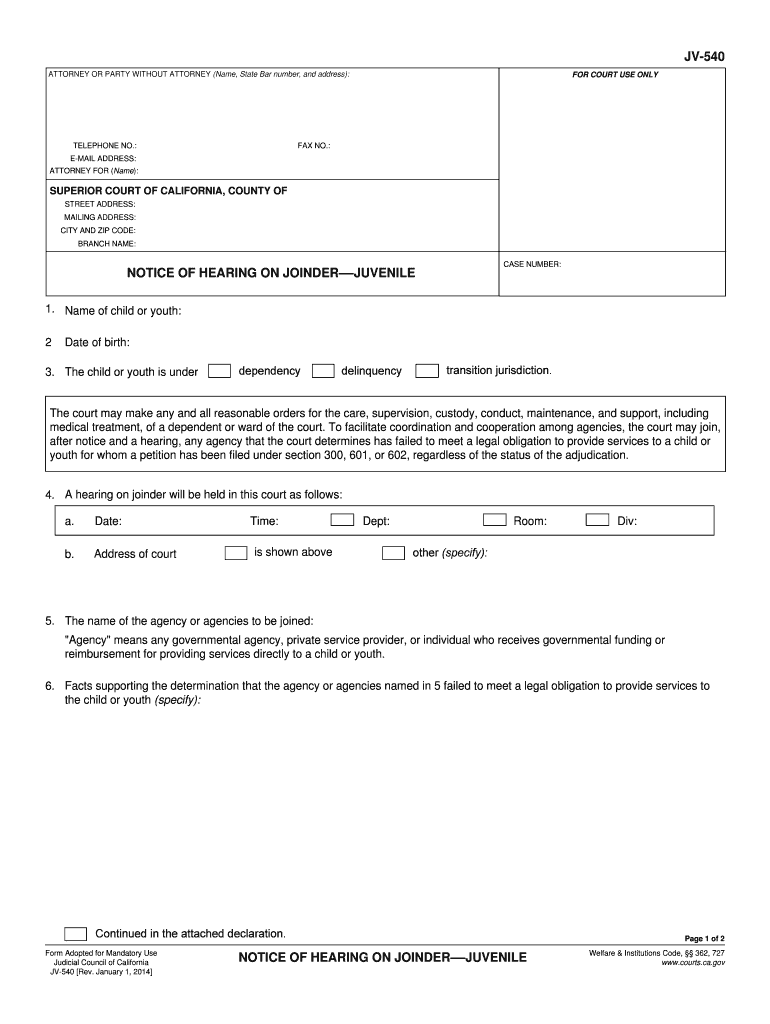 540 Hearing Ca Form