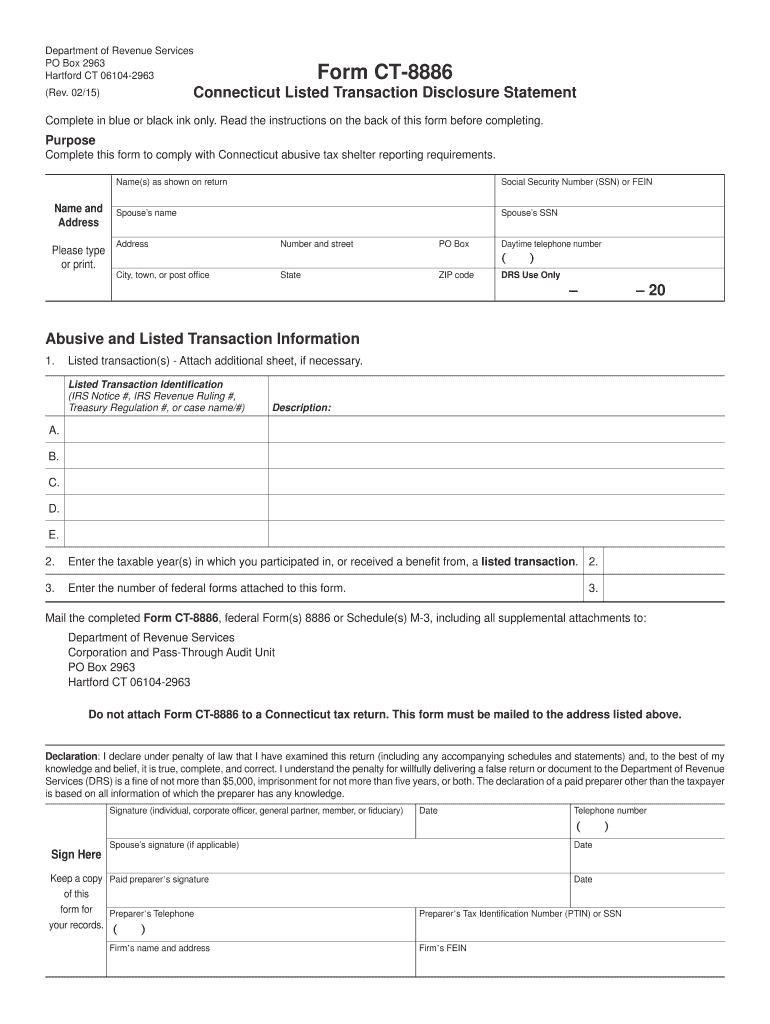  Ct Disclosure Statement  Form 2015