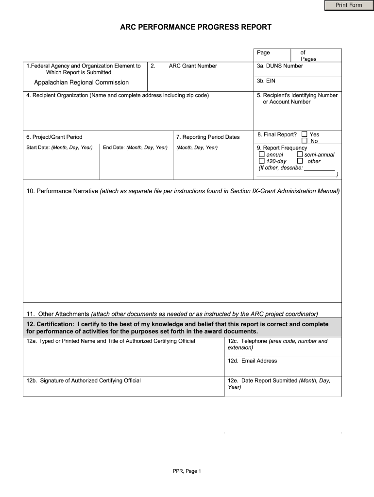 Arc Progress  Form