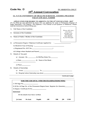 Original Degree Application Form Ntruhs