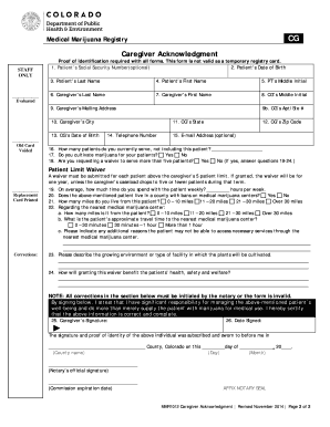 MMR1012 Caregiver Acknowledgment Colorado Gov Colorado  Form