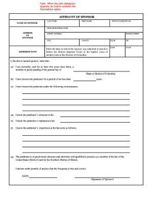 AFFIDAVIT of SPONSOR Northern District of Illinois Ilnd Uscourts  Form