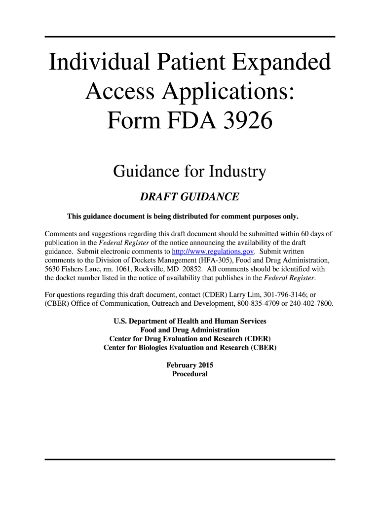  Fda Form 3926 2015