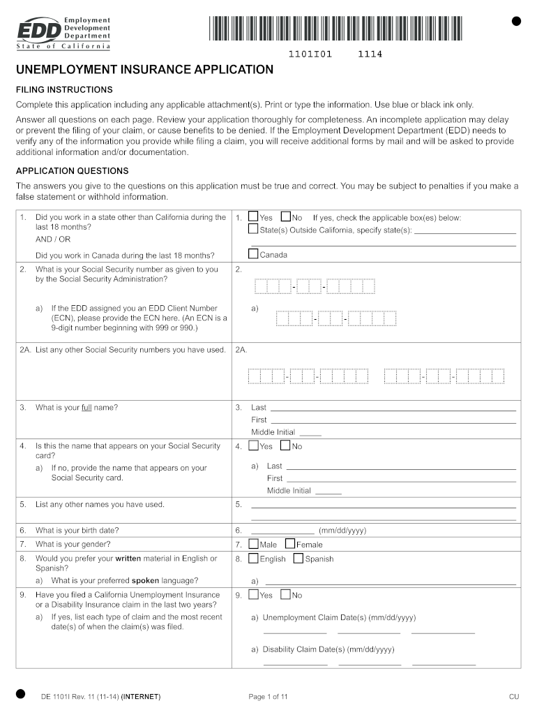 Get and Sign California Unemployment Application 2014-2022 Form