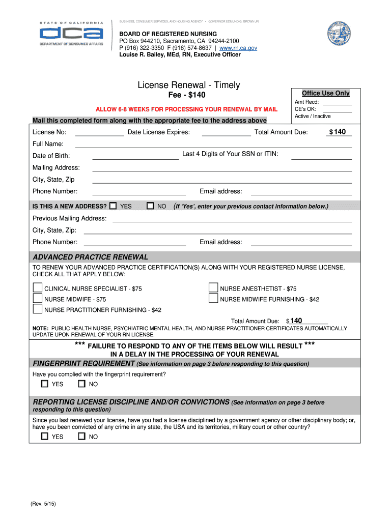 Http Www Rn Ca Gov Licensees Ren Fp Shtml  Form