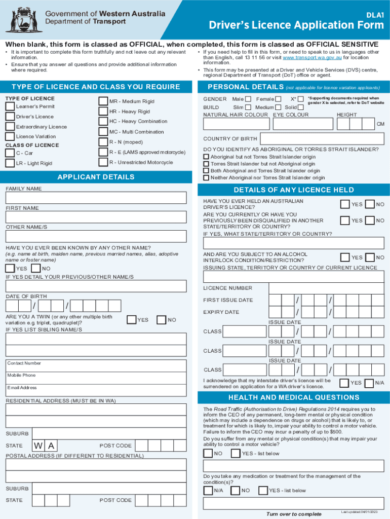  Application for a New Driver&#039;s Licence Number E126 Form 2023-2024