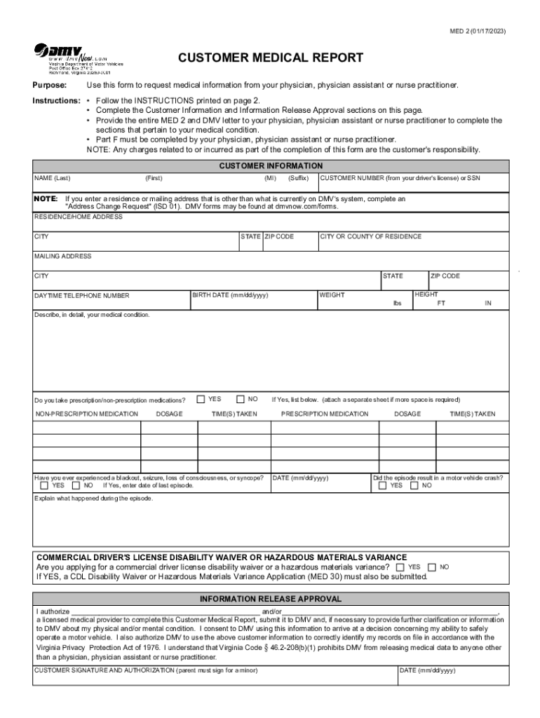  Form VA DMV MED 2 Fill Online, Printable, Fillable 2023-2024