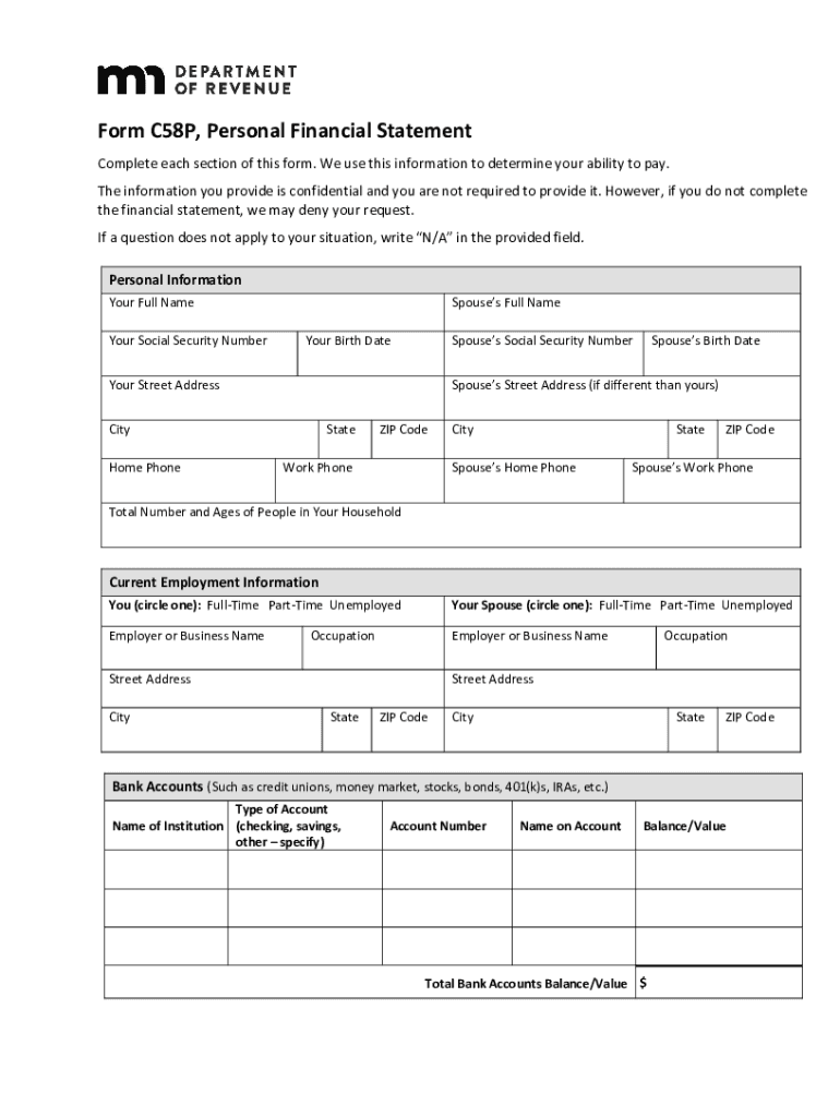 Form PFS Personal Financial Statement Instruction Guide