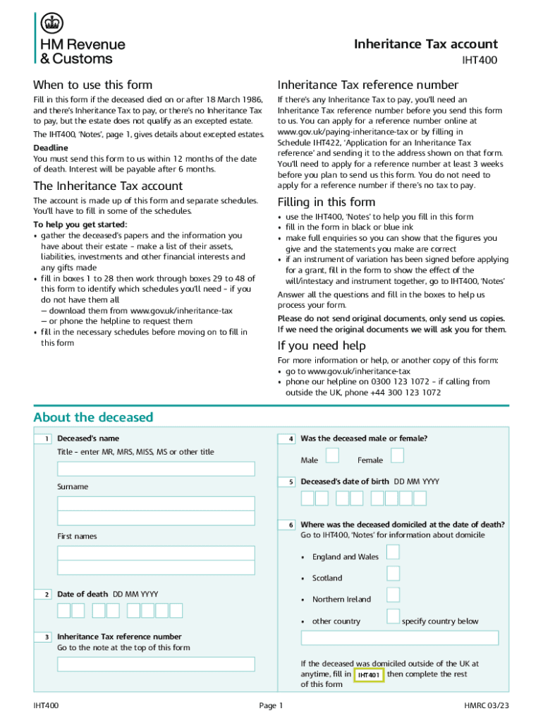  Fill in This Form If the Deceased Died on or After 18 March 1986, 2023-2024