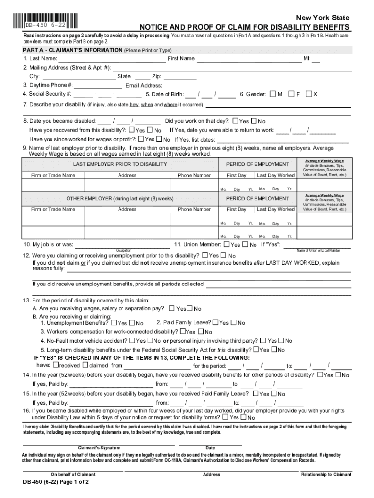  Guardian Notice and Proof of Claim for Disability Benefits 2022-2024