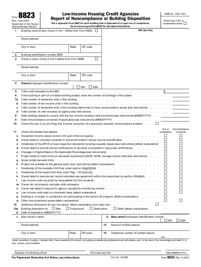  Proposed Collection; Comment Request for Form 8823 2023-2024