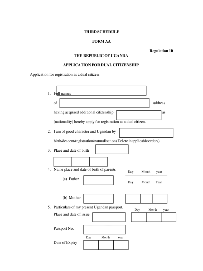 Uganda Dual Citizenship Application Form