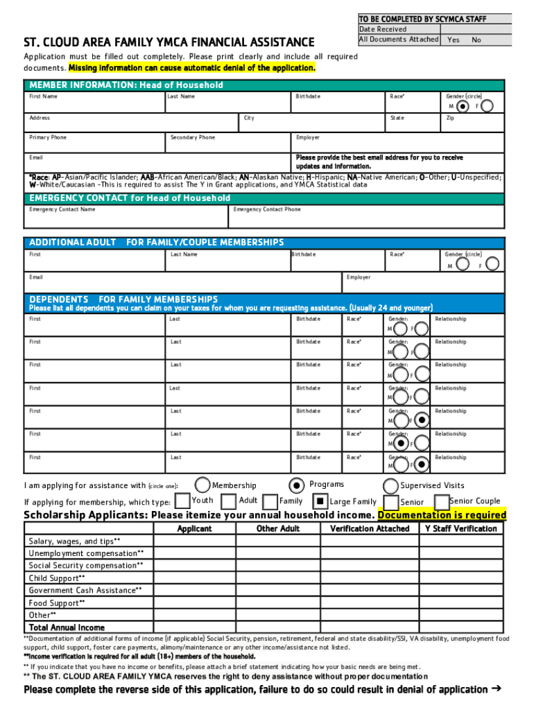  Ymca Financial Assistance Application PDF Form 2021-2024