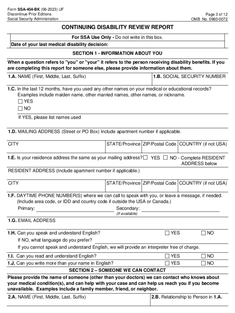  Fillable Form SSA 454 BKPrintable PDF Sample 2023-2024