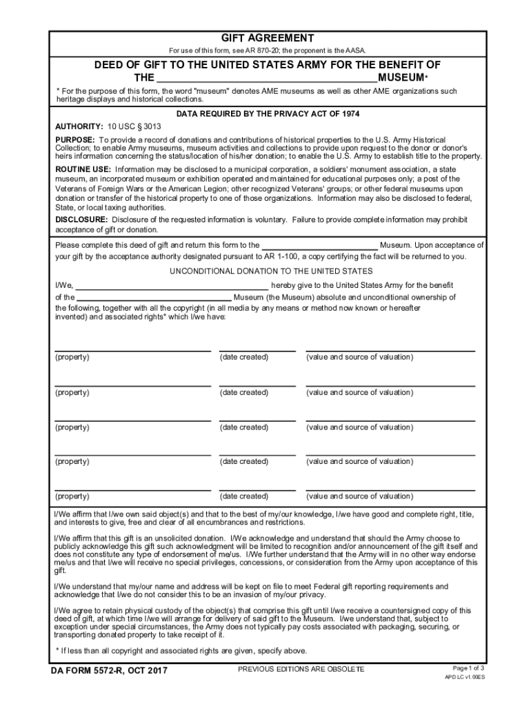 Form of Deed of Gift