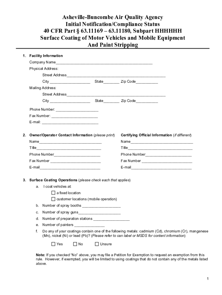 40 CFR Part 63 Subpart HHHHHH National Emission  Form