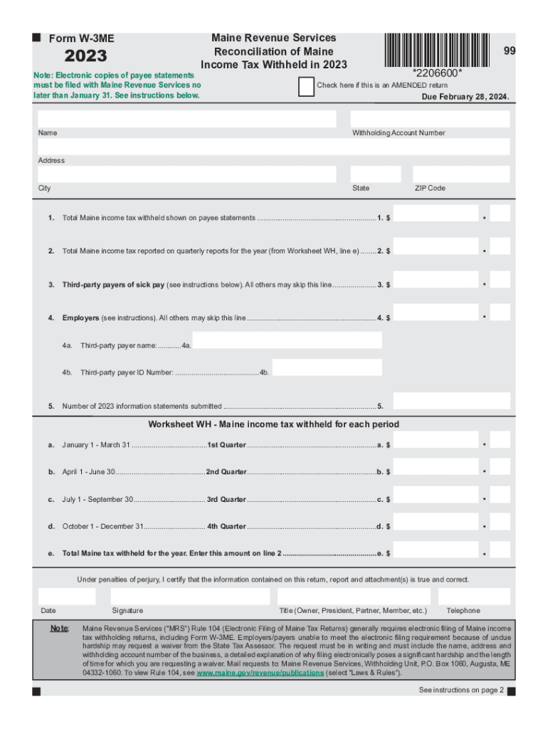 99 *2206600* Reconciliation of Maine Income Tax  Form
