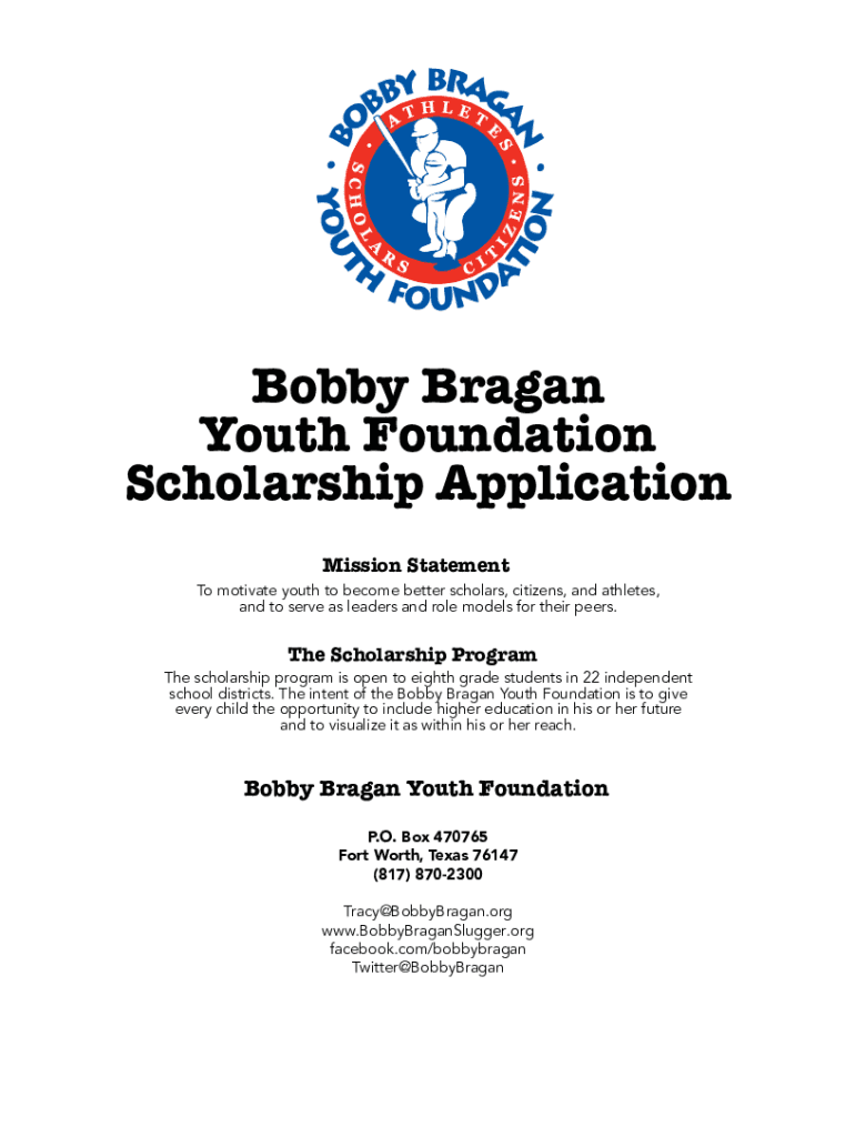  Get Bobby Bragan Youth Foundation Scholarship Application 2021-2024