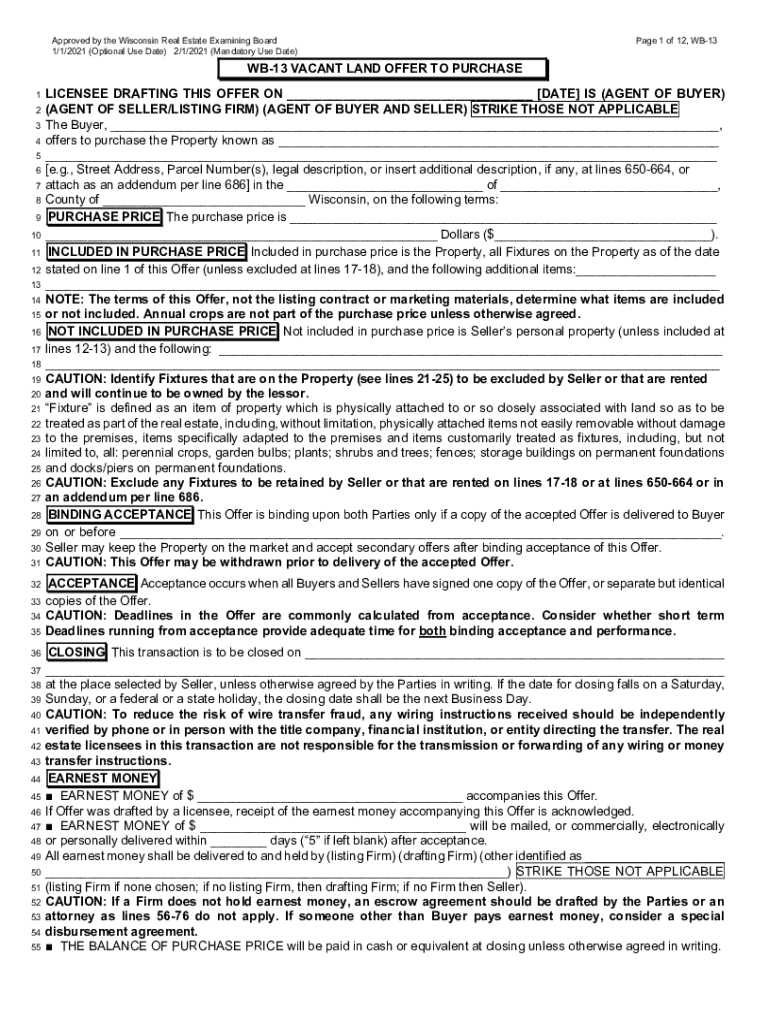  Wb 3 Vacant Land Listing Contract Exclusive Right to Sell 2021-2024