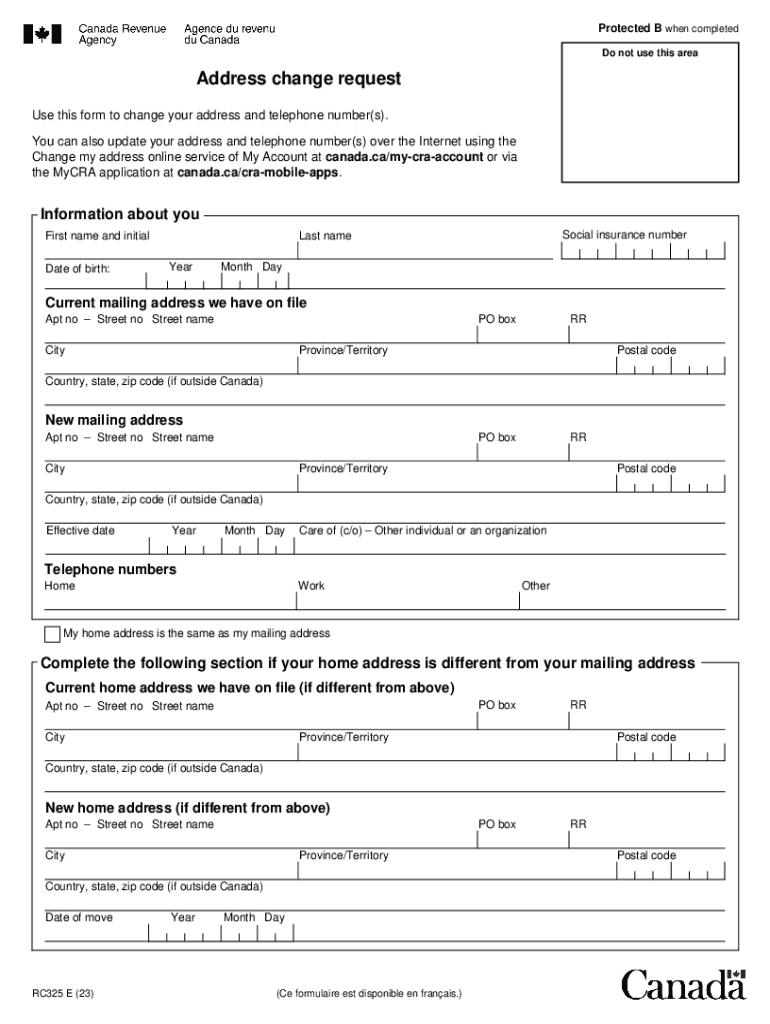  Canada Address Change Request Form 2023-2026