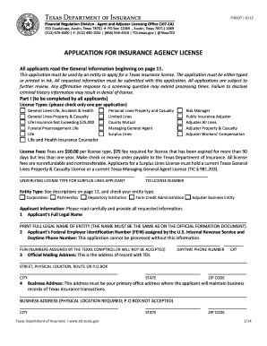 Texas Insurance License Application  Form