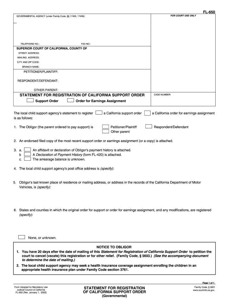 Ca Statement Support  Form