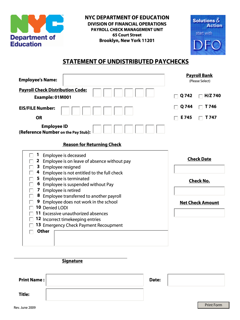 Check Management Nyc Doe  Form