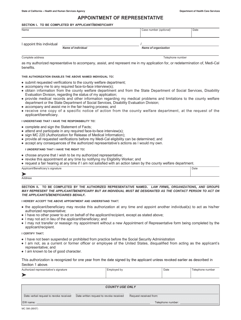 Appointment Representative Form