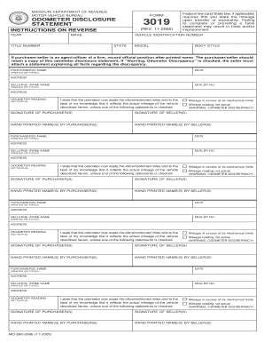 Odometer Disclosure Statement Missouri  Form