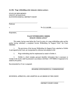 4A 304 Wage Withholding Order Domestic Relations Actions  Form