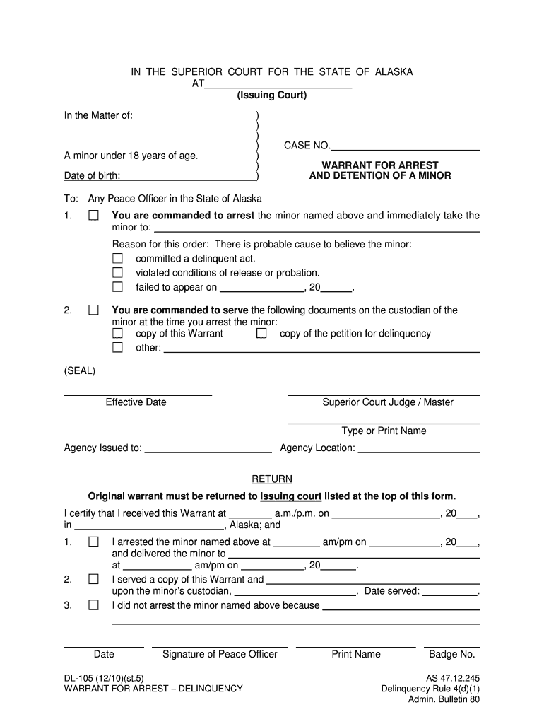 DL 105 Alaska Court Records State of Alaska  Form