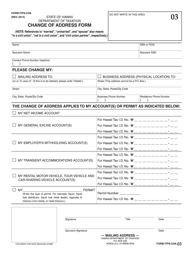  Hawaii Change Form 2014