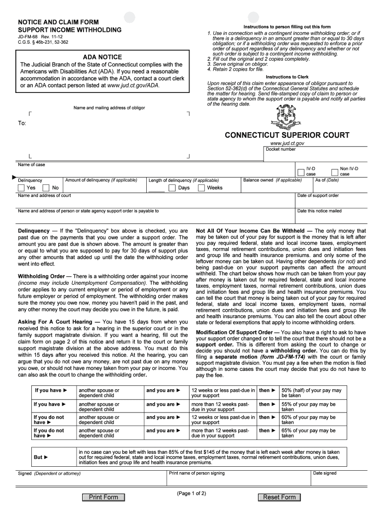 Connecticut Notice Claim Online  Form
