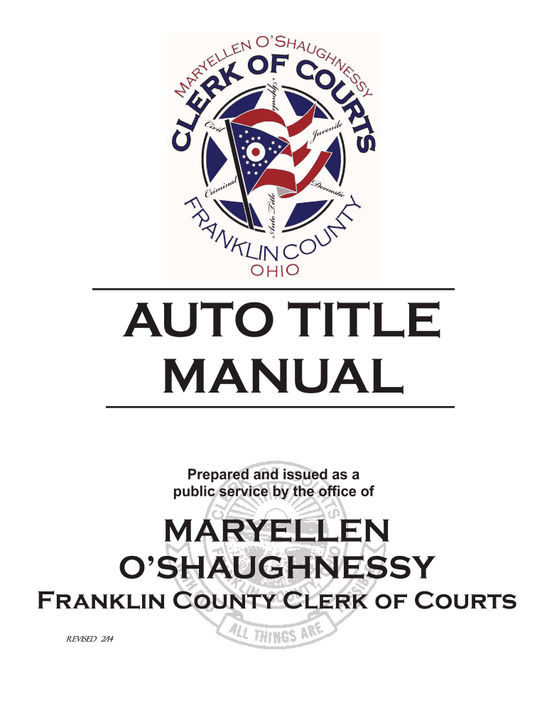 AUTO TITLE MANUAL  Franklin County, Ohio  Franklincountyohio  Form