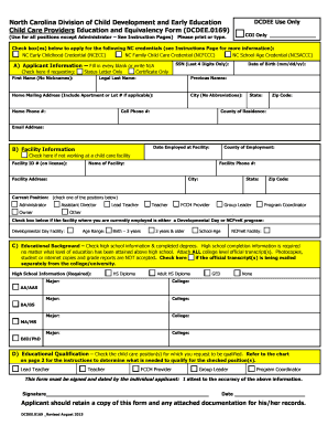 Get and Sign Education and Equivalency Form for Child Care Providers 2014