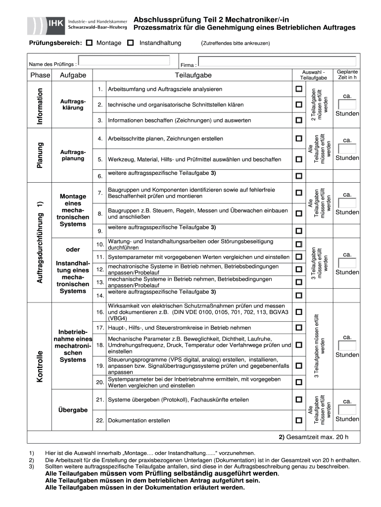 Prozessmatrix  Form