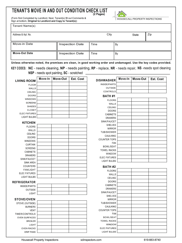 Move Out Checklist PDF  Form