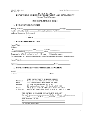 Hpd Dismissal Request Form