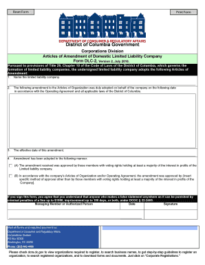 Articles of Amendment Form