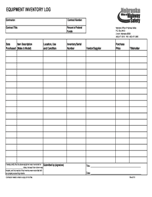 Sports Equipment Inventory Template  Form