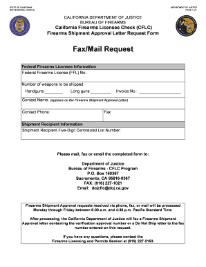 CFLC Firearms Shipment Approval Letter Request Form 2019