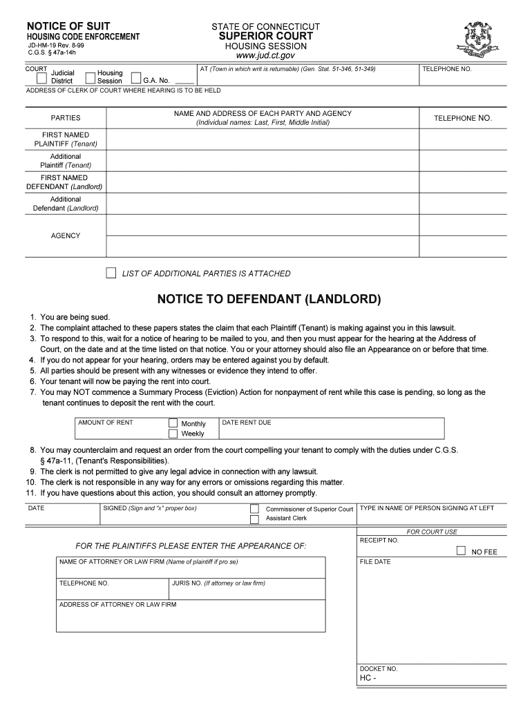  NOTICE of SUIT HOUSING CODE ENFORCEMENT Jud Ct 1999