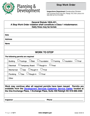 Stop Work Order Form