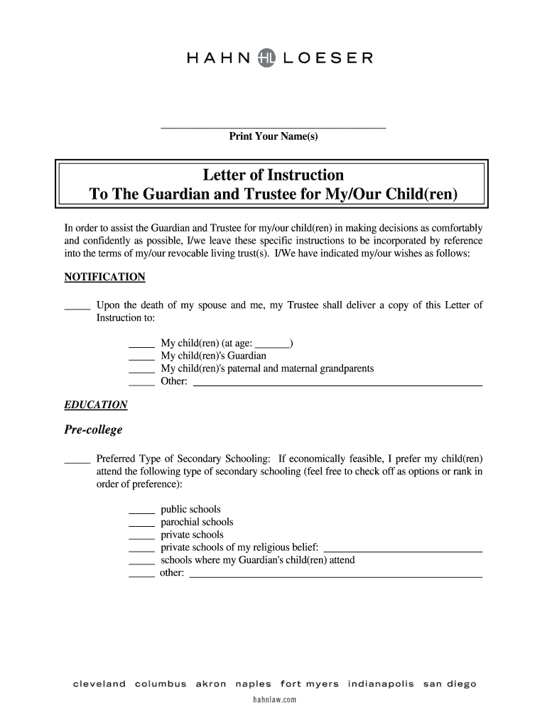 Bpi Letter of Instruction  Form