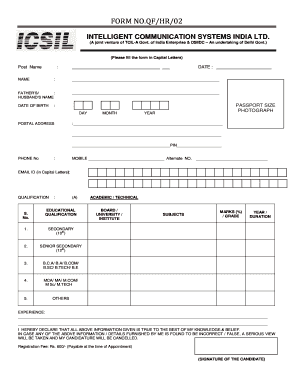 Icsil Application Form Download