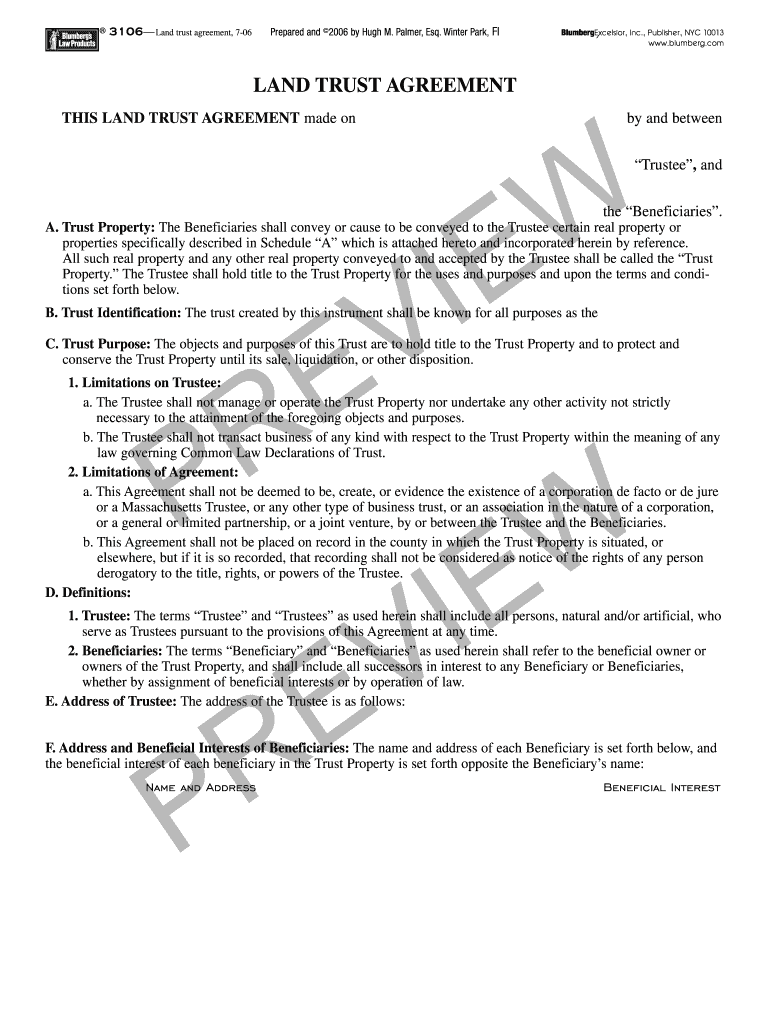 Land Trust Agreement PDF  Form